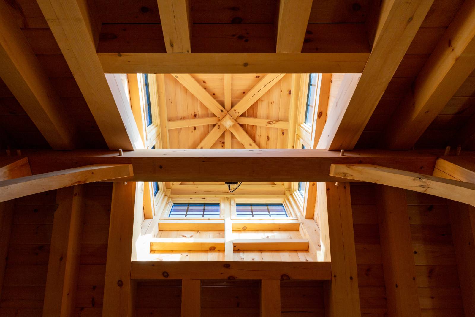 Timber Frame Cupola Interior on 32' x 48' Plymouth Carriage Barn