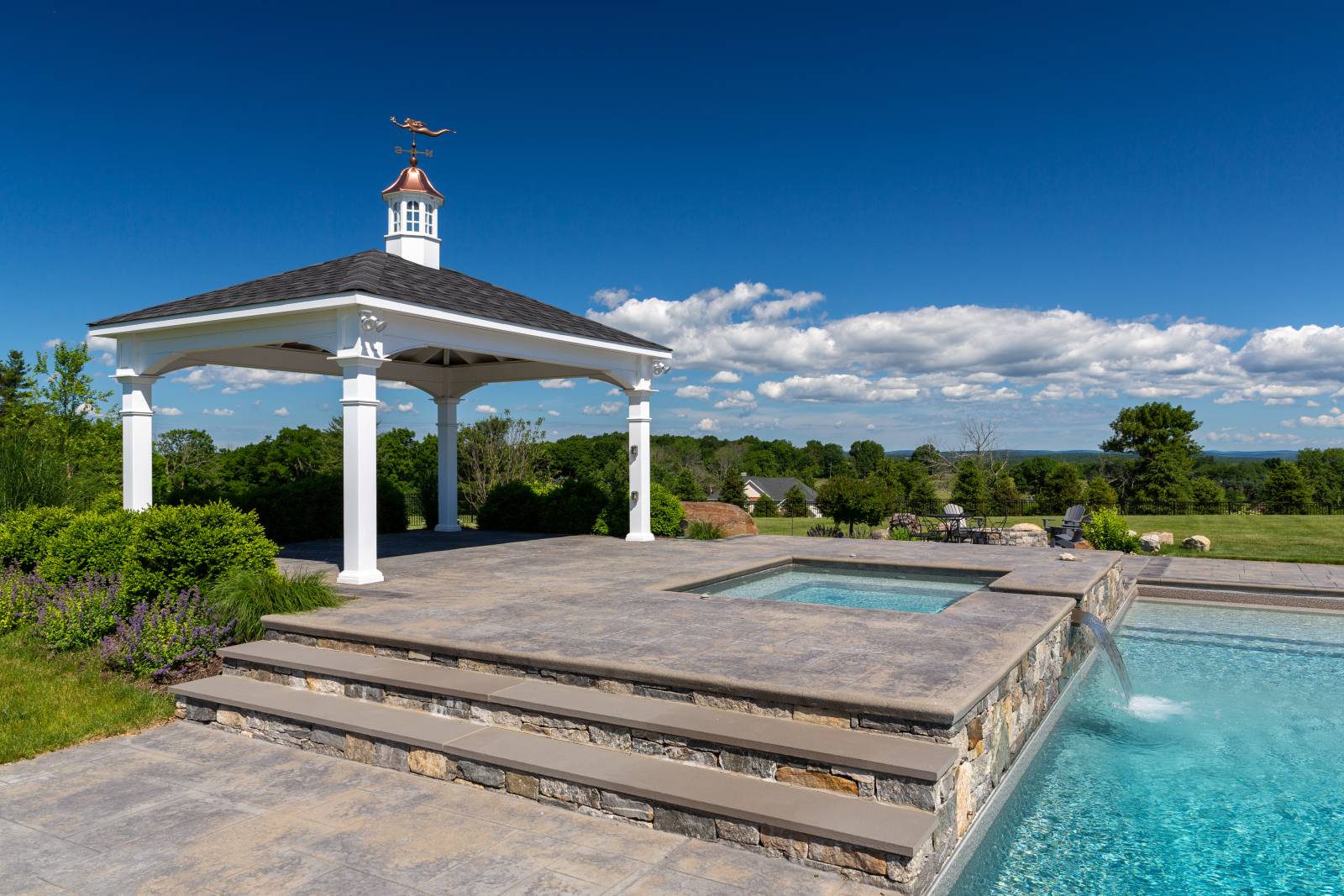 Hip roof • Copper-top cupola with mermaid weathervane