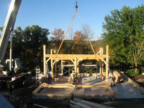 Setting the main bents in place