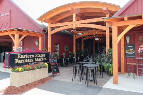 18' x 60' Curved Roof Timber Frame Pavilion at the Eastern States Farmers Market