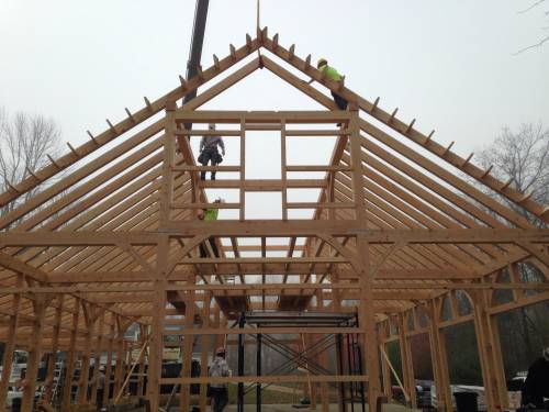 First peak rafters up