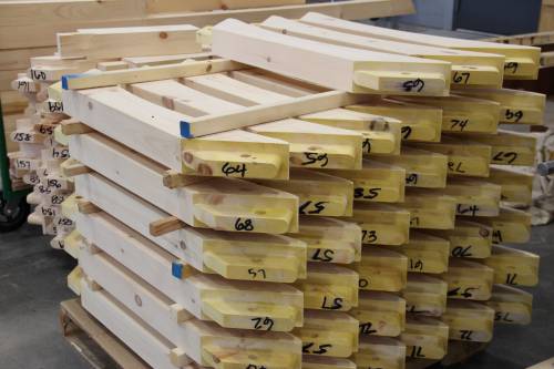 Arched braces numbered & ready for raising