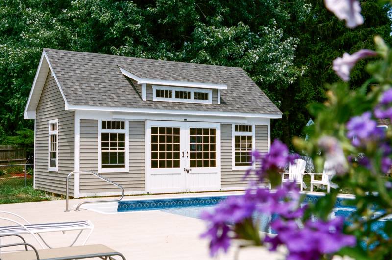 Pool House with Sliding Barn Doors