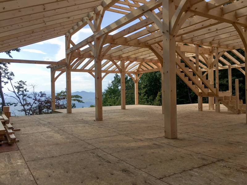 Inside the opposite lean-to overhang