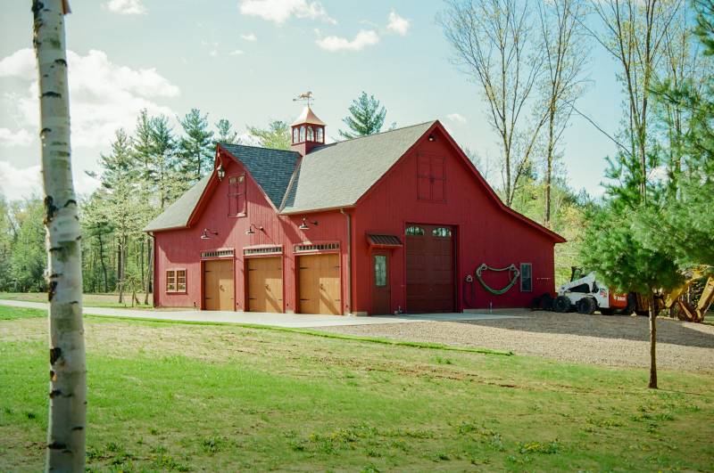 Opposite side: oversized garage door