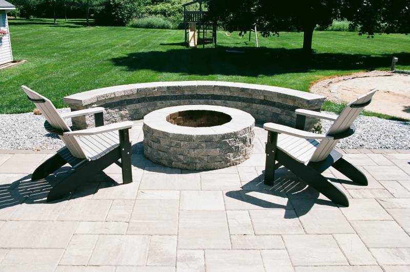 Gray poly Adirondack chairs with black base