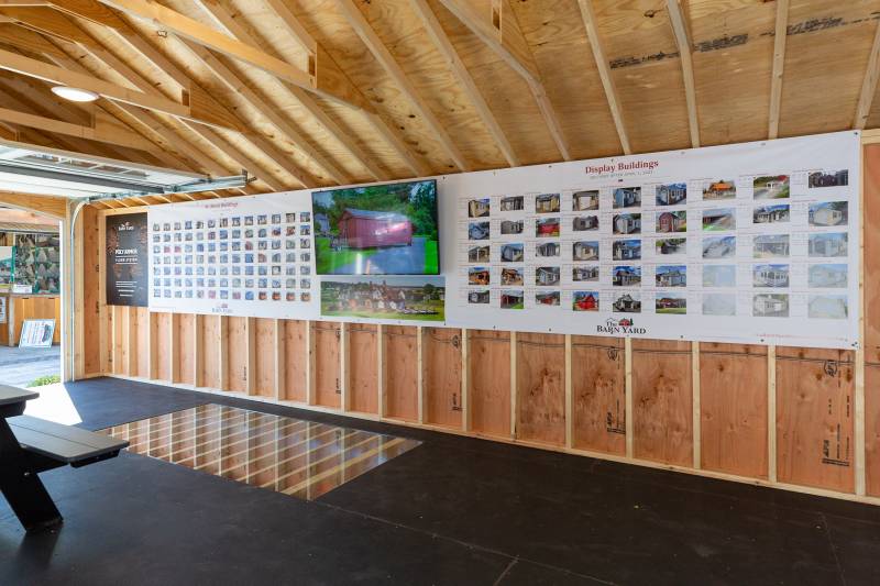 Inside the Classic Cape Garage with Poly Armor Floor & Stock Board