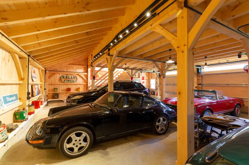 Under the 10' x 42' Lean-to • Timber Frame Barn
