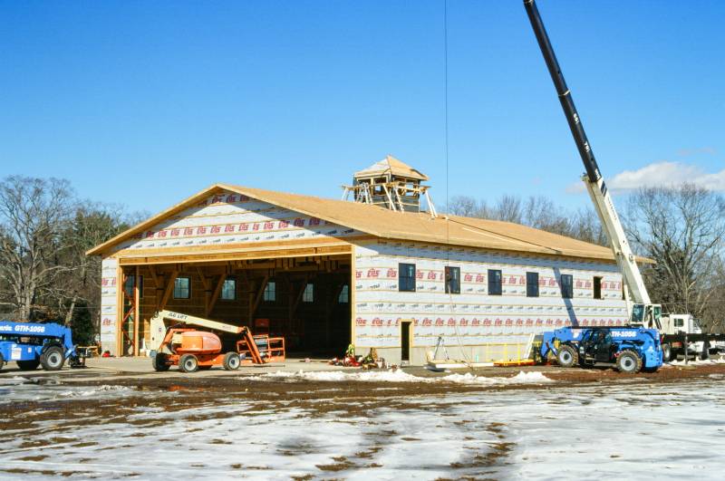 A crane assisted in SIP installation