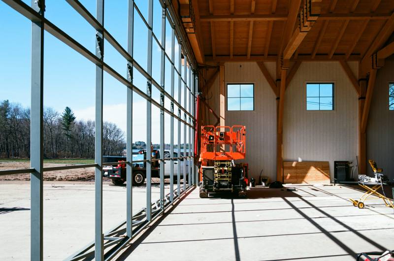 The framing for the 65' Tip-Up Hydraulic Door