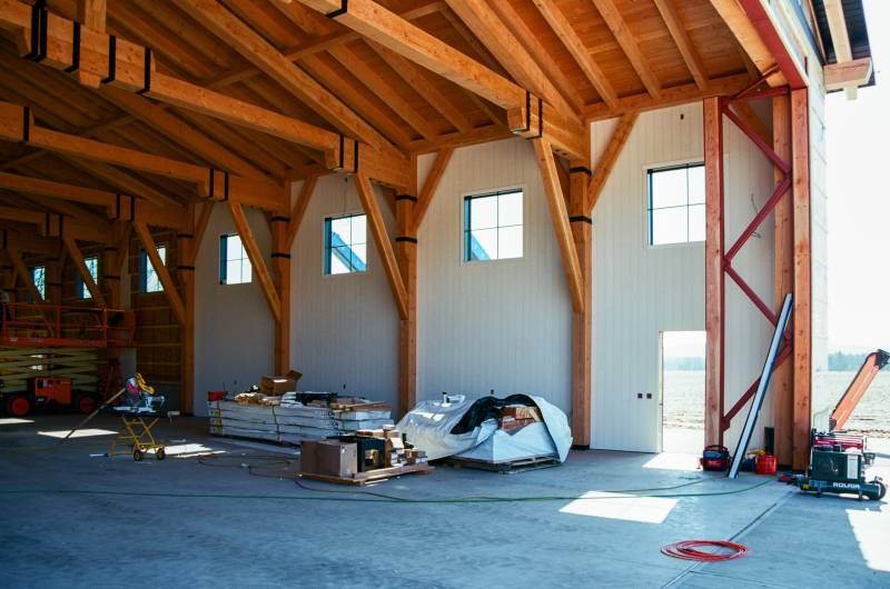 The service cavity conceals utilities & wires behind the siding & timbers