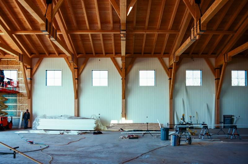 The interior of the hangar is coming together