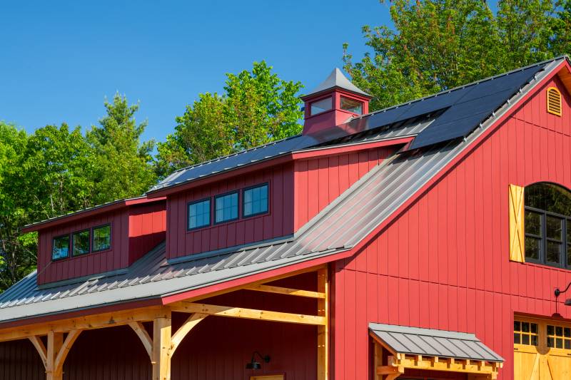 Two 12' functional transom dormers on the post & beam barn
