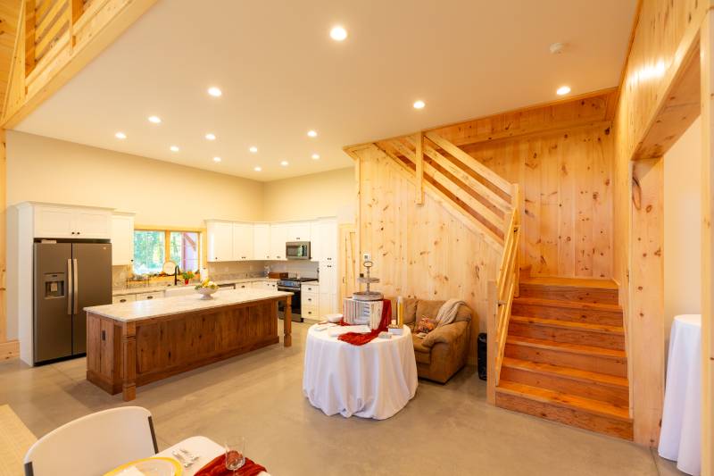 A full kitchen • Stairs to the partial loft