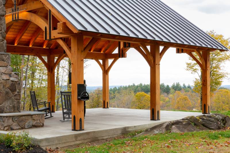 Immerse yourself in the outdoors with a timber frame pavilion