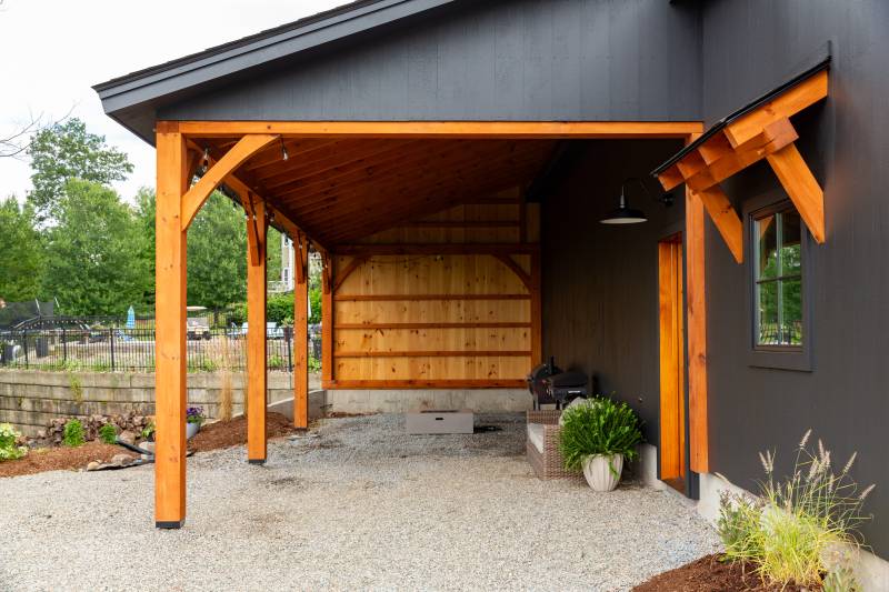14' x 38' Open Timber Frame Lean-to Overhang