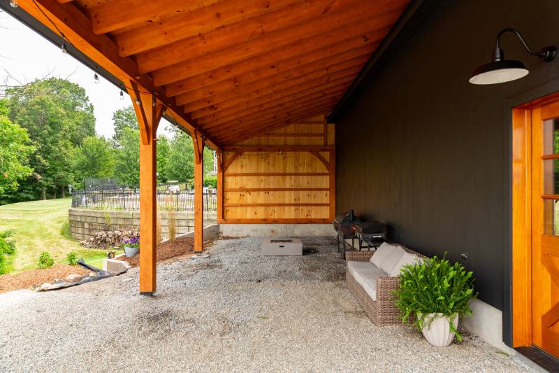 Underneath the Timber Frame Lean-to