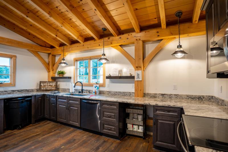 A kitchen in one of the barn’s lean-tos