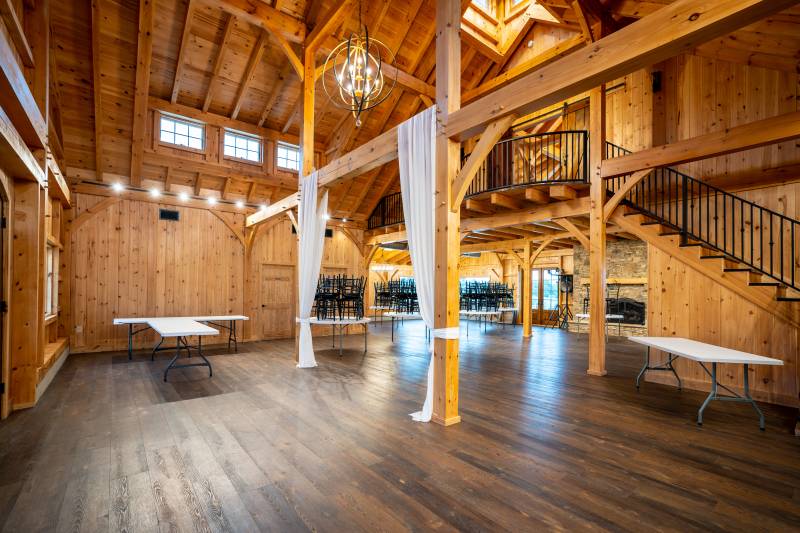 Looking towards the first floor reception area • Stairs to bridal suite on the right