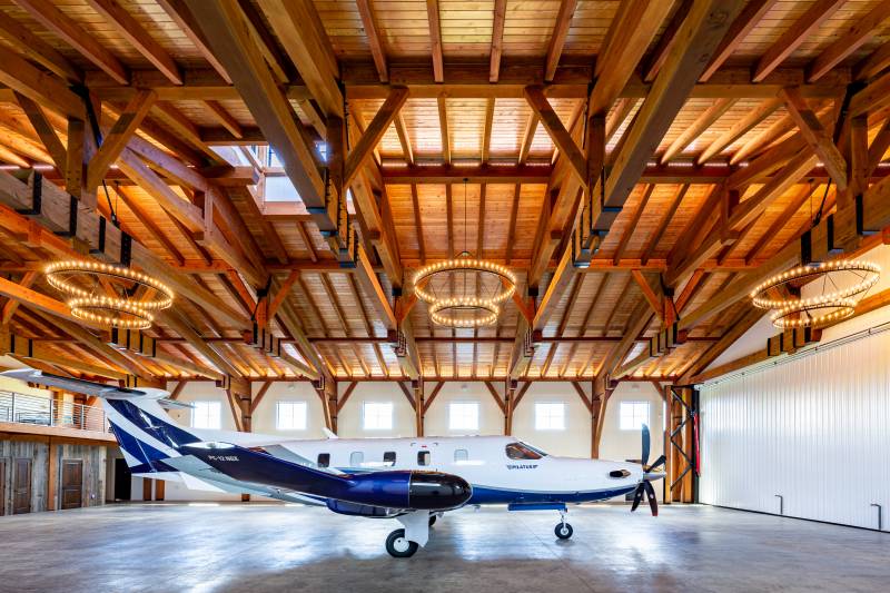 Over 77,000 board feet of timber make up this incredible hangar