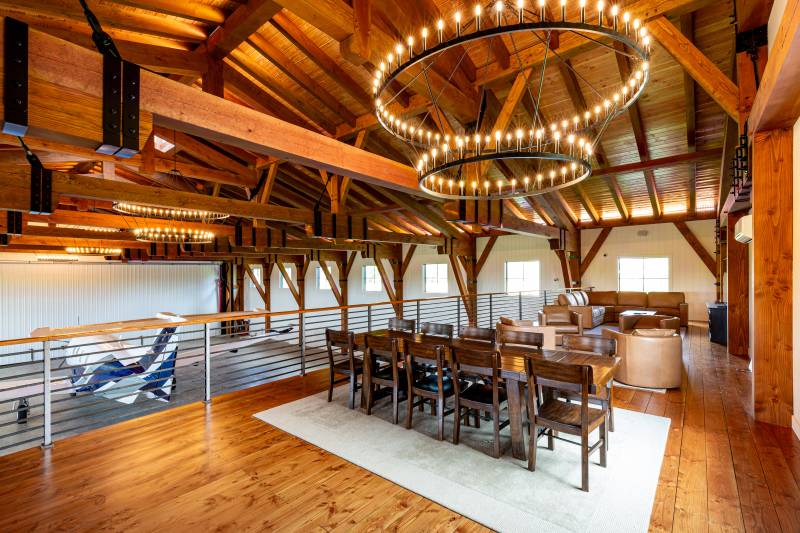 76' x 105' Custom Timber Frame Airplane Hangar Mezzanine