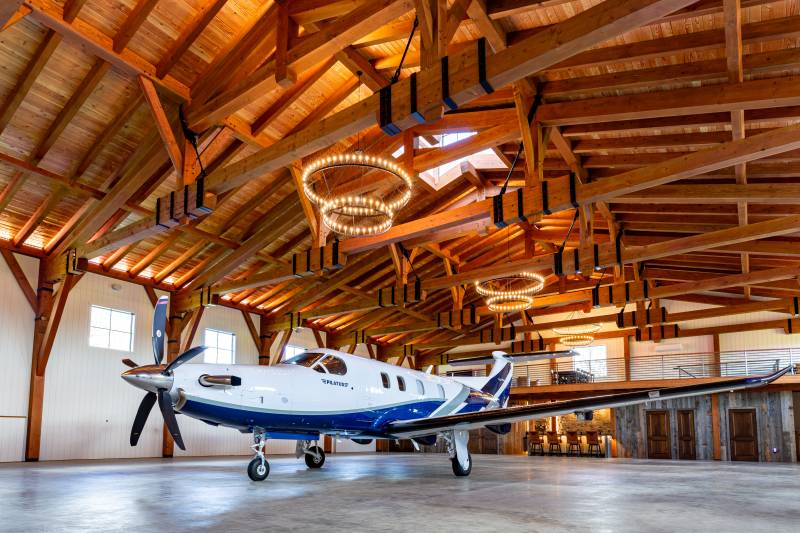Airplane hangar with authentic post & beam construction