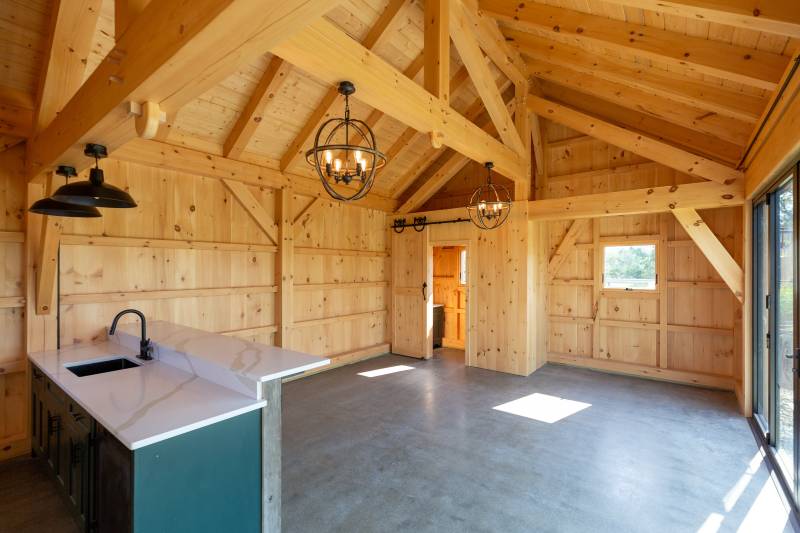18' x 24' Montauk Timber Frame Pool House Interior