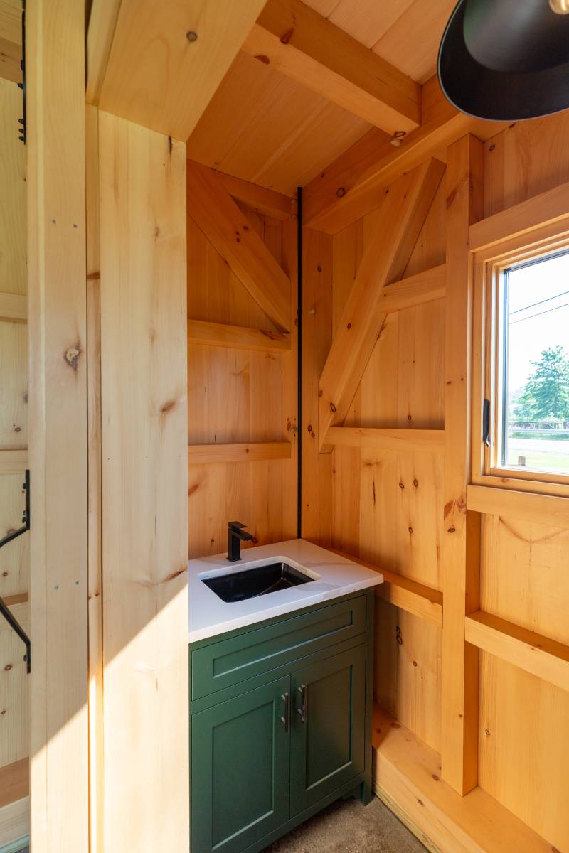 Montauk Timber Frame Pool House bathroom