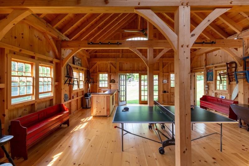 A bar within the barn is great for entertaining guests
