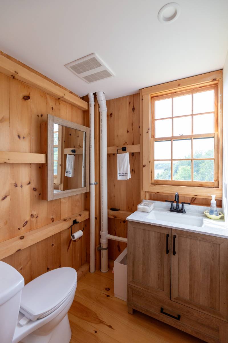 Inside the barn’s half bathroom
