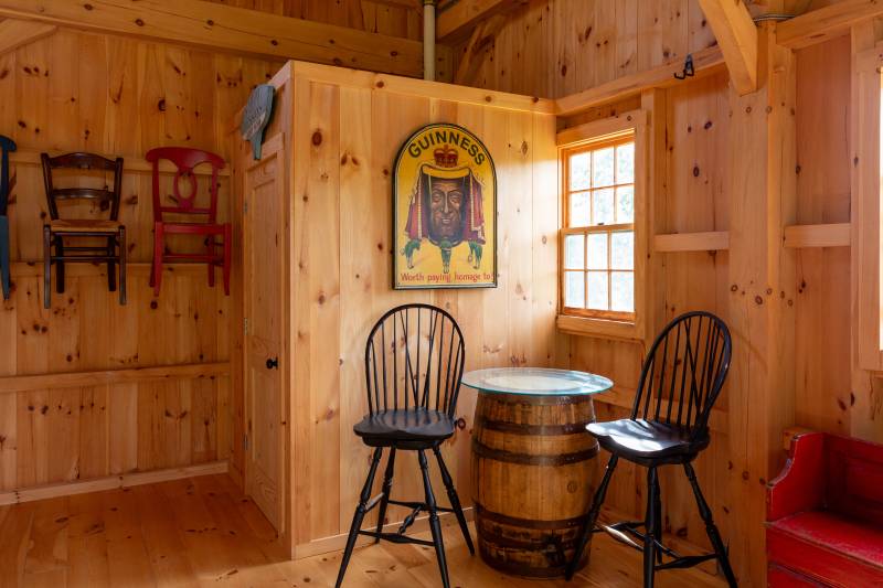 The corner of the barn was turned into a half bathroom by others