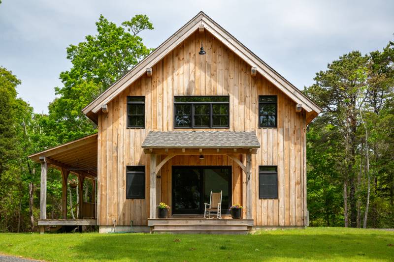 Timber frame covered entryway