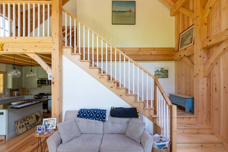 The stairway leading to the second floor loft