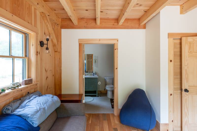 There is a full bathroom attached to the guest bedroom