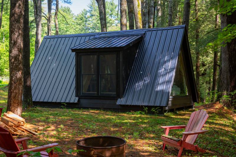 Enjoy a luxurious camping experience with the A-Frame Cabin