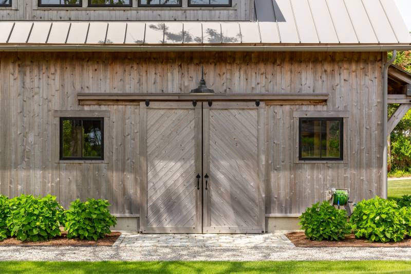 A closer look at the herringbone pattern on the cedar sliding doors