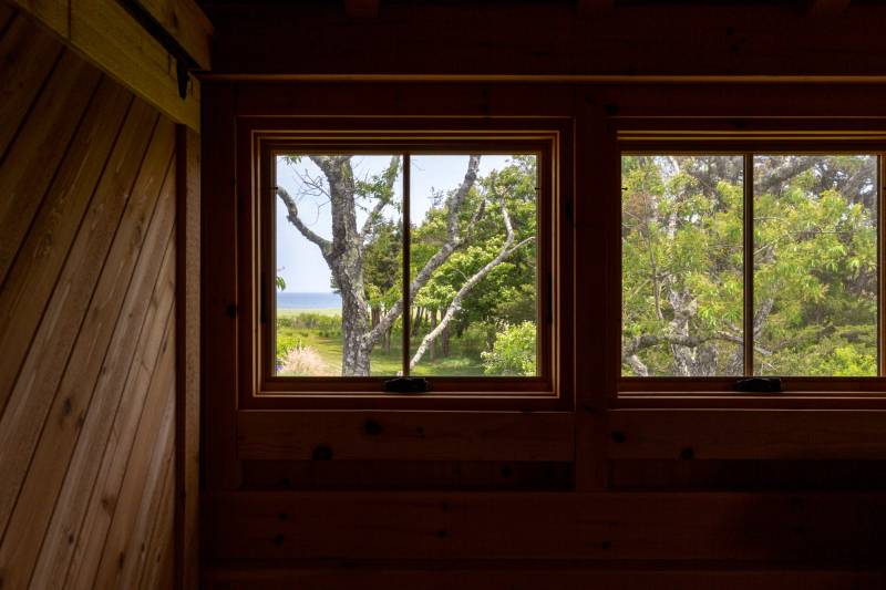 The transom dormer offers views of the Atlantic Ocean