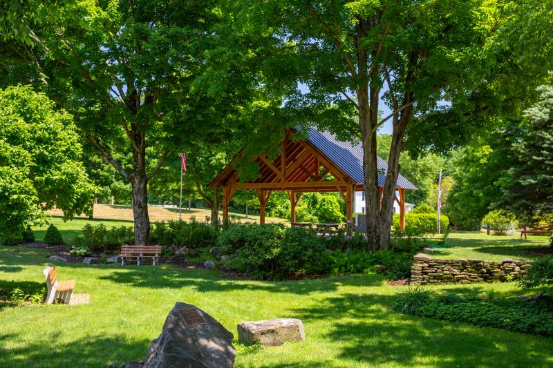 The pavilion's location on a town green makes it suitable for residents and guests