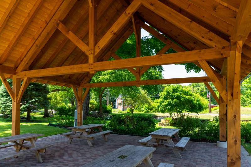 Beneath the Telluride Timber Frame Pavilion
