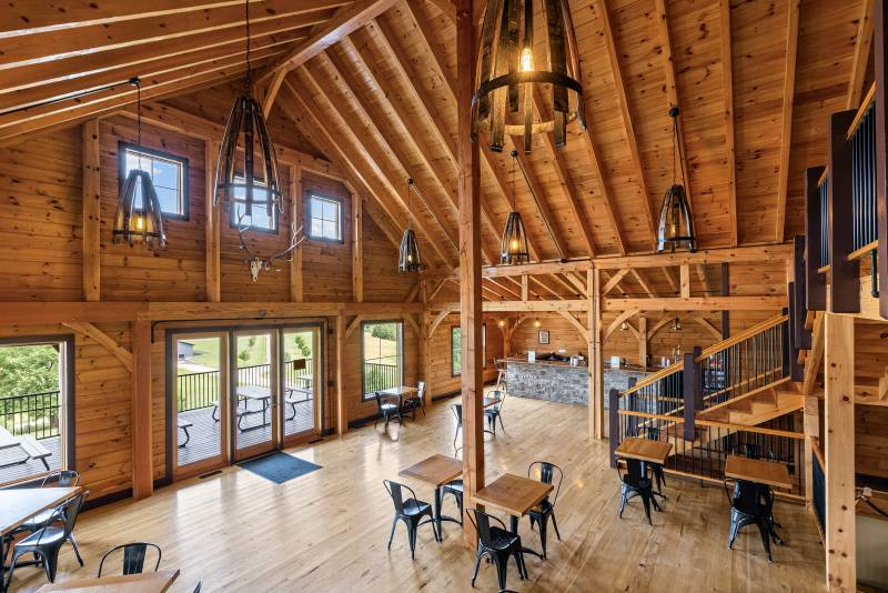 Authentic post & beam craftsmanship is on display throughout the entire barn