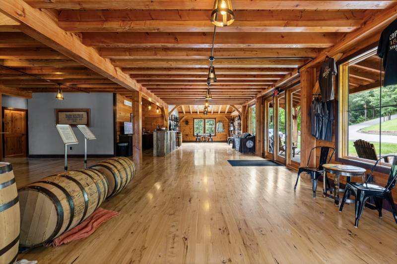 Mementos and history of the distillery, plus a gift shop, greet visitors as they enter