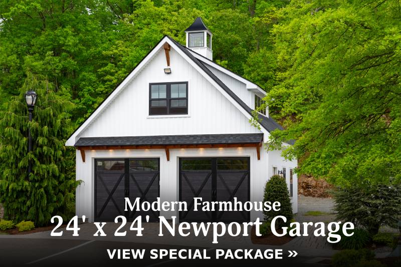 24' x 24' Modern Farmhouse Newport Garage - View Special Package
